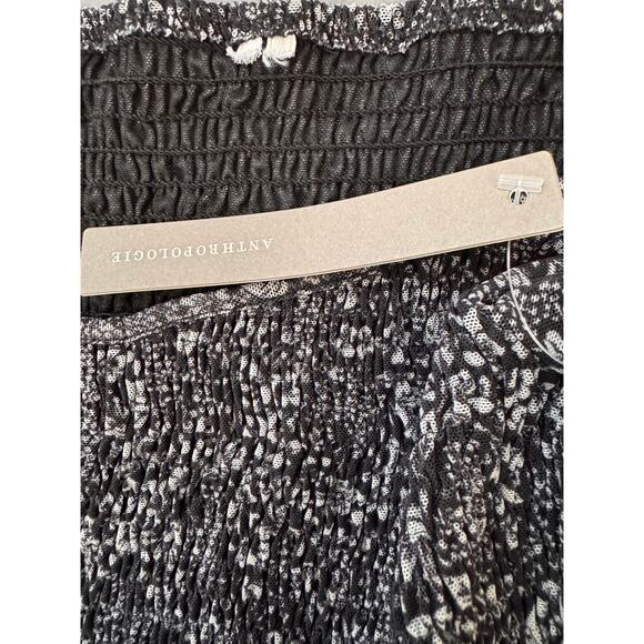 NEW ANTHROPOLOGIE Black Floral Aurelia Smocked Blouse Size S - Picture 6 of 8
